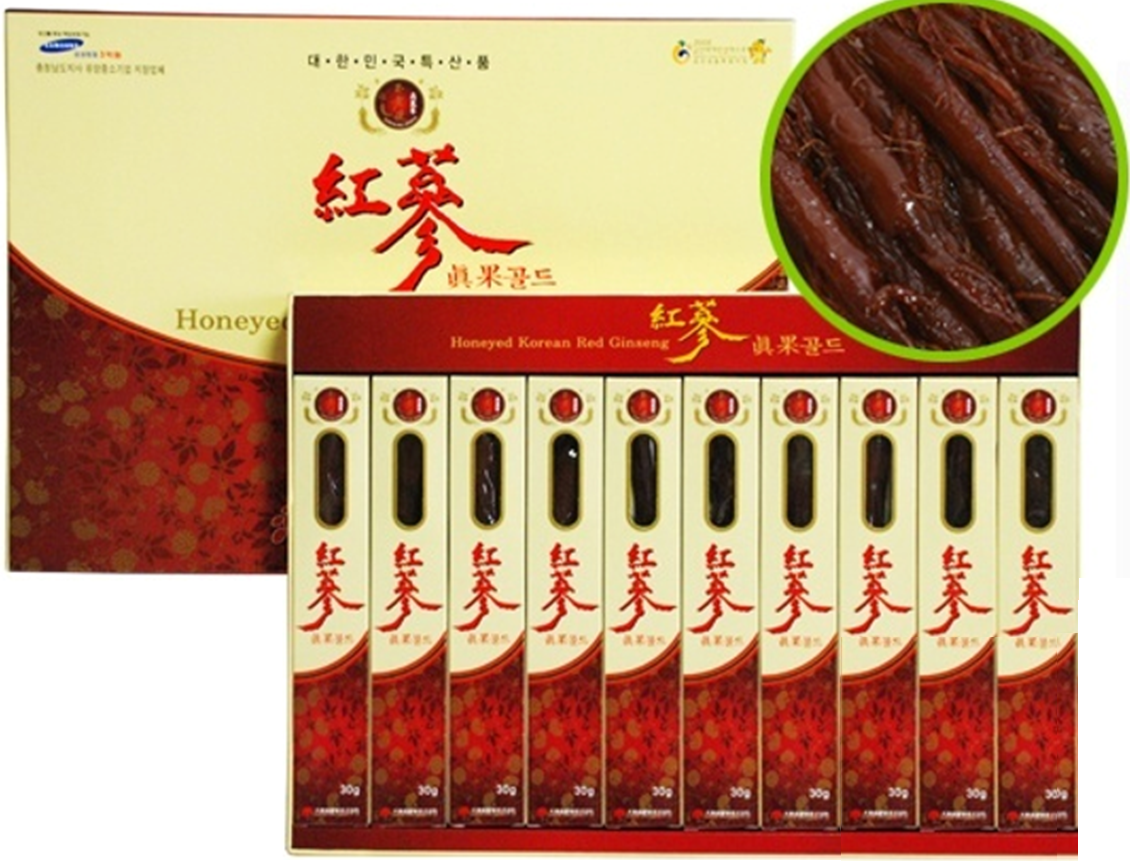 Медовые цукаты с Красным корейским женьшенем 4-5лет, корень, 30 г