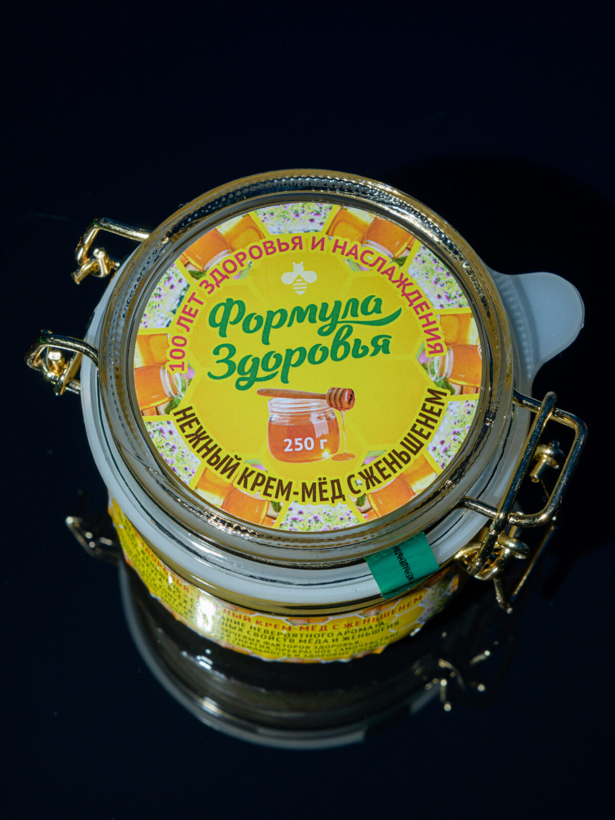 ФОРМУЛА ЗДОРОВЬЯ СПОРТ нежный крем-мёд с женьшенем 8 лет, стекло, бугель, 250 г