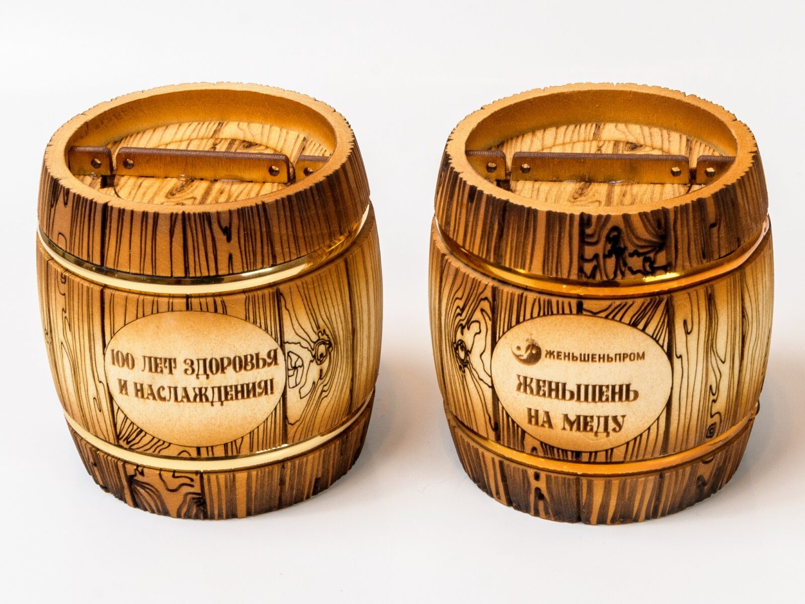 сувенирный бочонок 7 двухцветный для меда — изображение 3