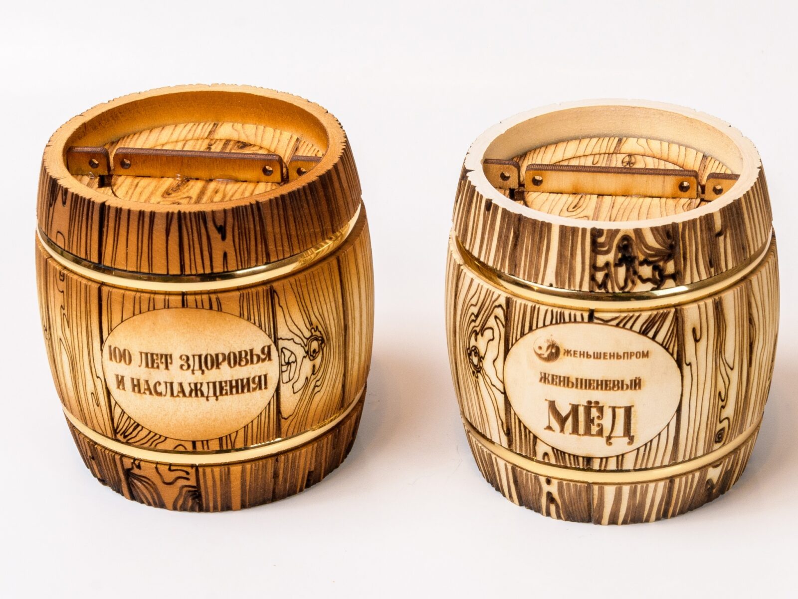 сувенирный бочонок 7 двухцветный для меда — изображение 4