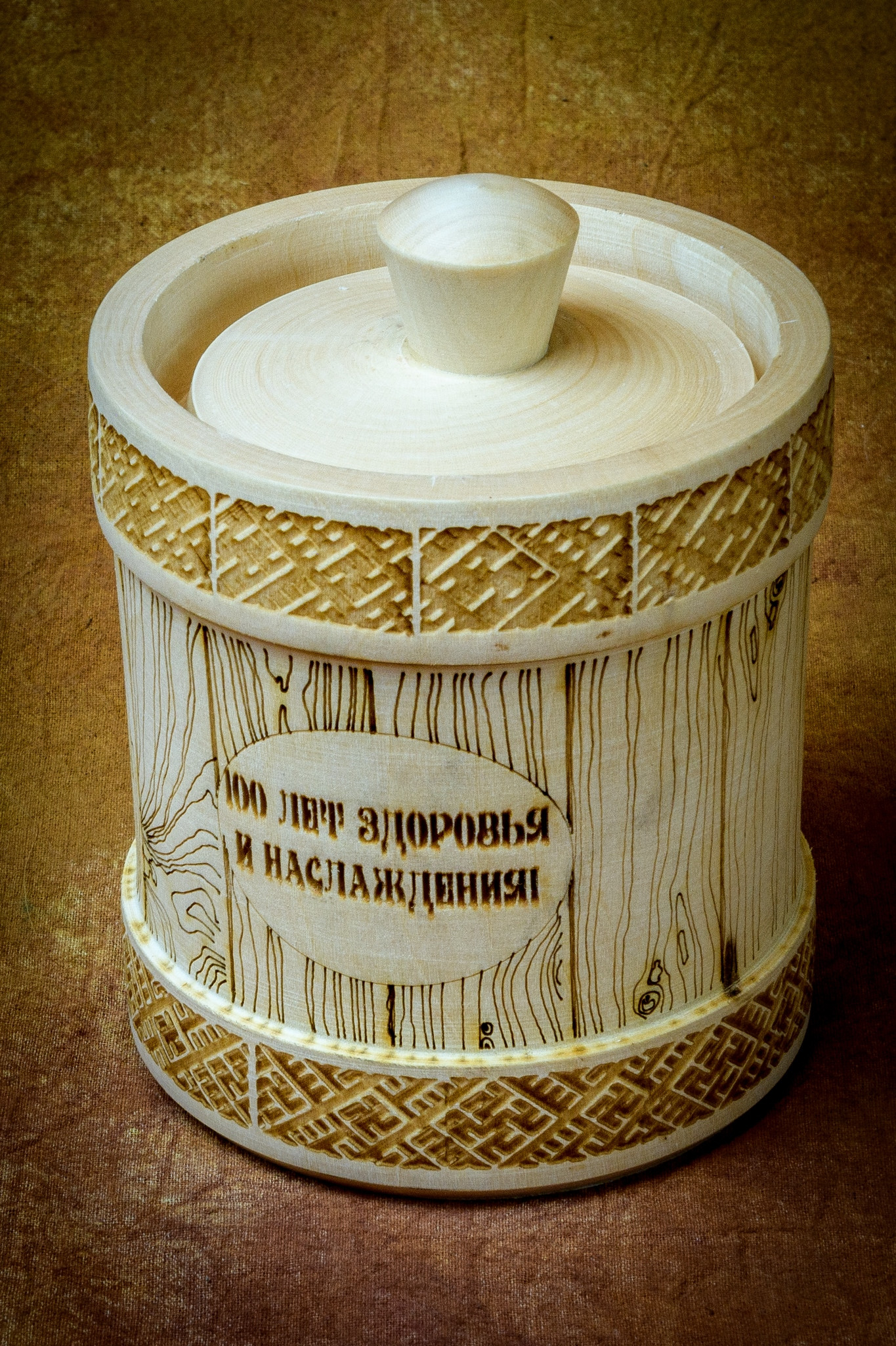 бочонок сувенирный из липы для меда, 0,3 кг № 10 — изображение 4