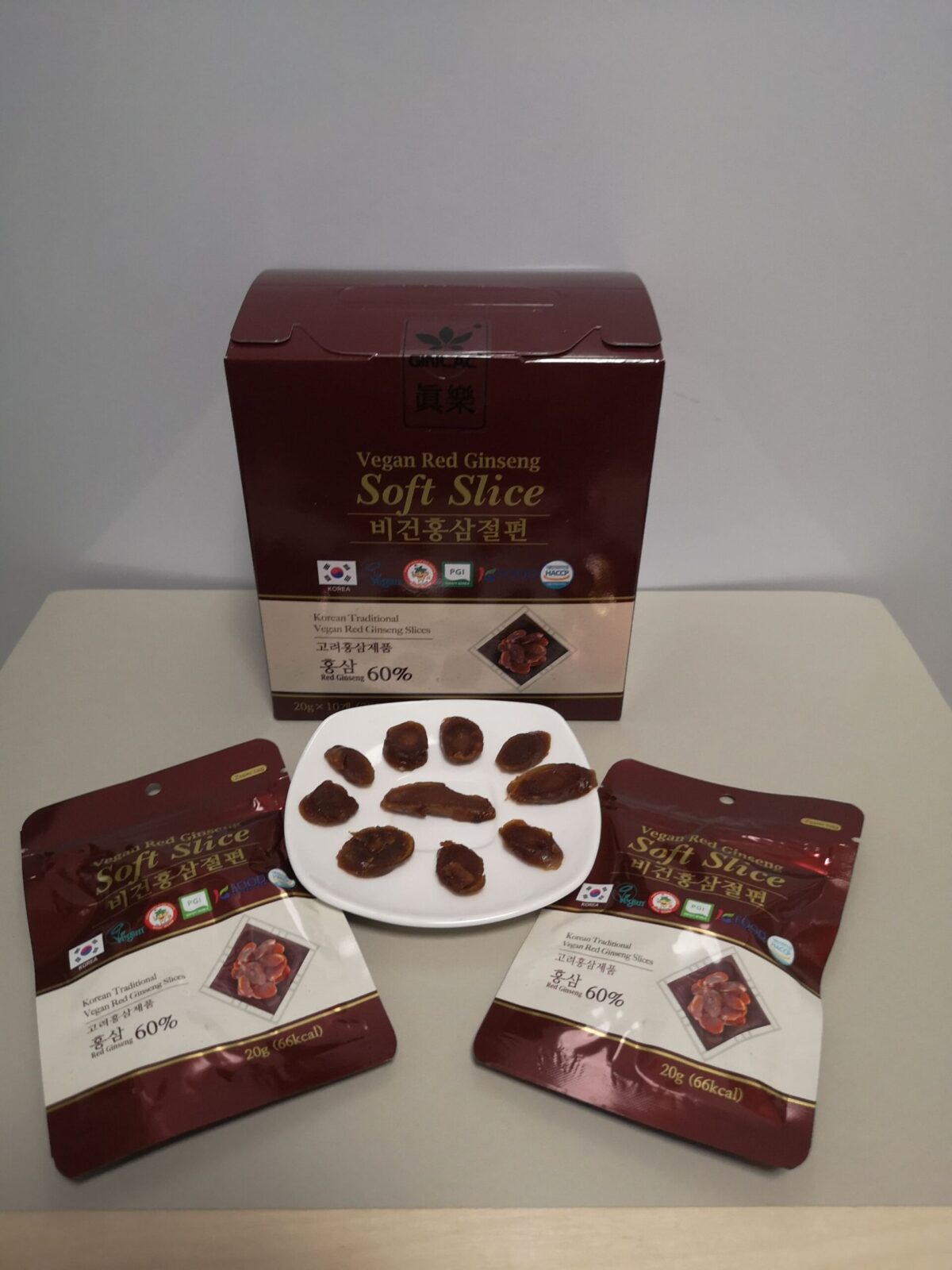 НЕЖНЫЕ ДЗЕН-ЖЕНЬШЕНЬ-ЦУКАТЫ VEGAN, СЛАЙСЫ, 200 гр. (20х10). GINLAC. GOLD. КОРЕЯ