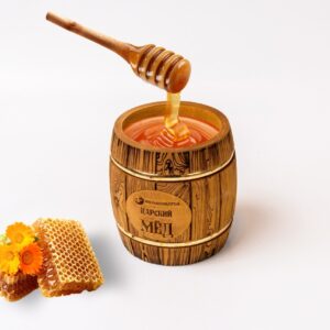 Эксклюзивный Царский мёд с сотами и пергой в деревянном бочонке
