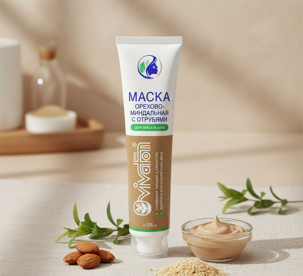 Маска Виватон с отрубями орехово-миндальная